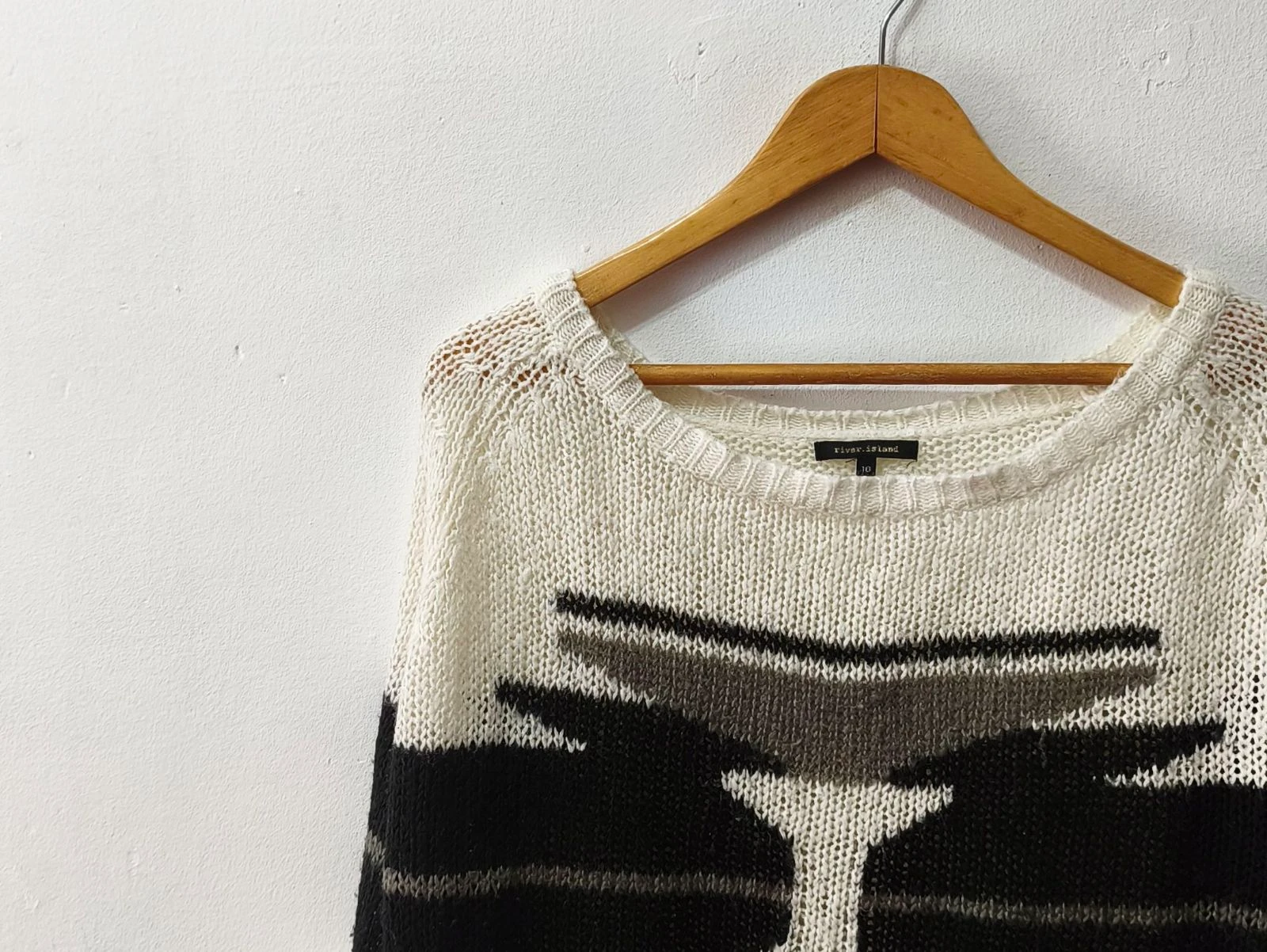 River.Island Women's Oversized Black and White Sweater Size 36 – photo 5